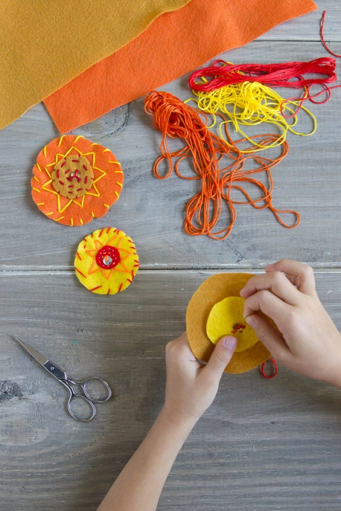 felt sun pendant for summer solstice