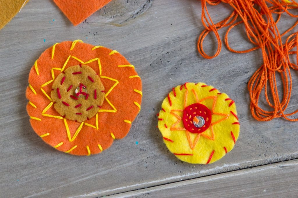 felt sun pendant for summer solstice