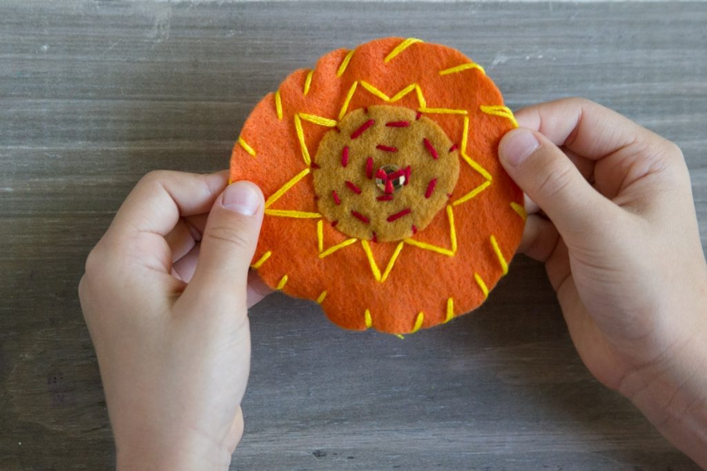 felt sun pendant for summer solstice