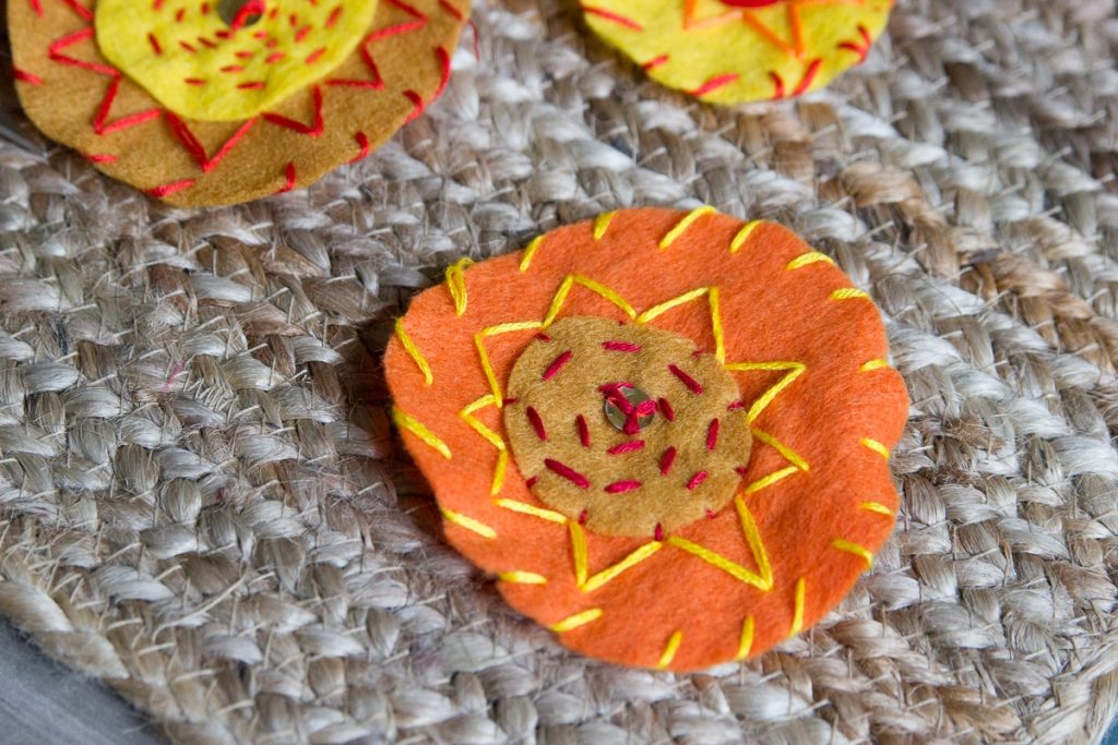 felt sun pendant for summer solstice