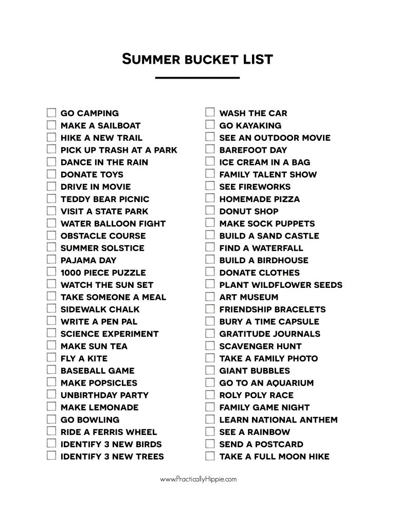 Summer Bucket List for Families | Free Printable Poster