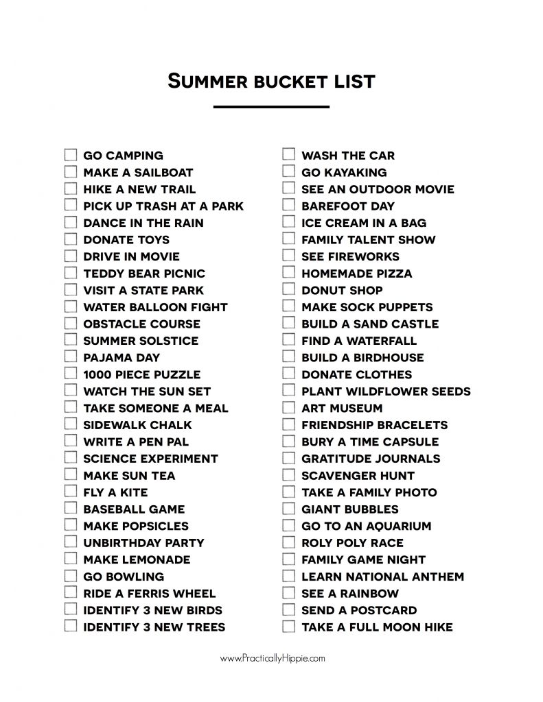 Summer Bucket List poster