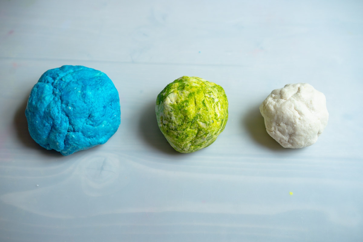 colored salt dough for salt dough world map