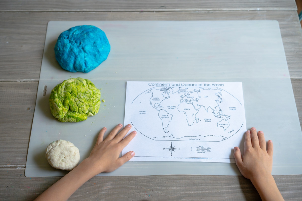 green salt dough for salt dough world map