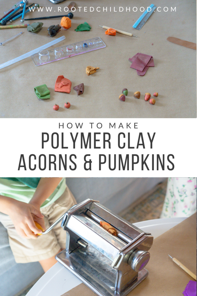 polymer clay acorns and pumpkins