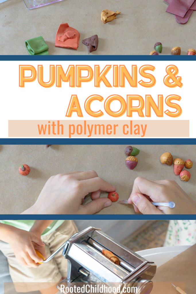 polymer clay acorns and pumpkins