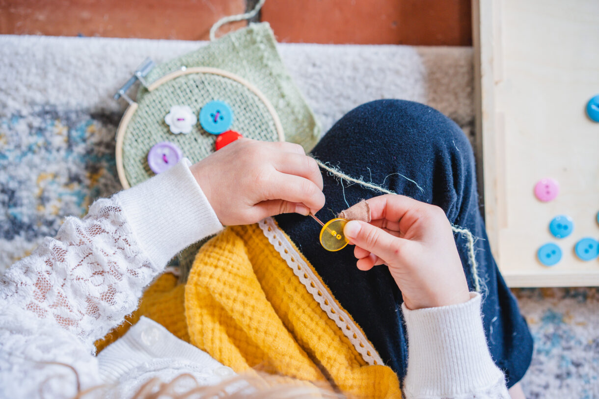 Felt Button Flowers- Easy Sewing Project for Kids - Rooted Childhood