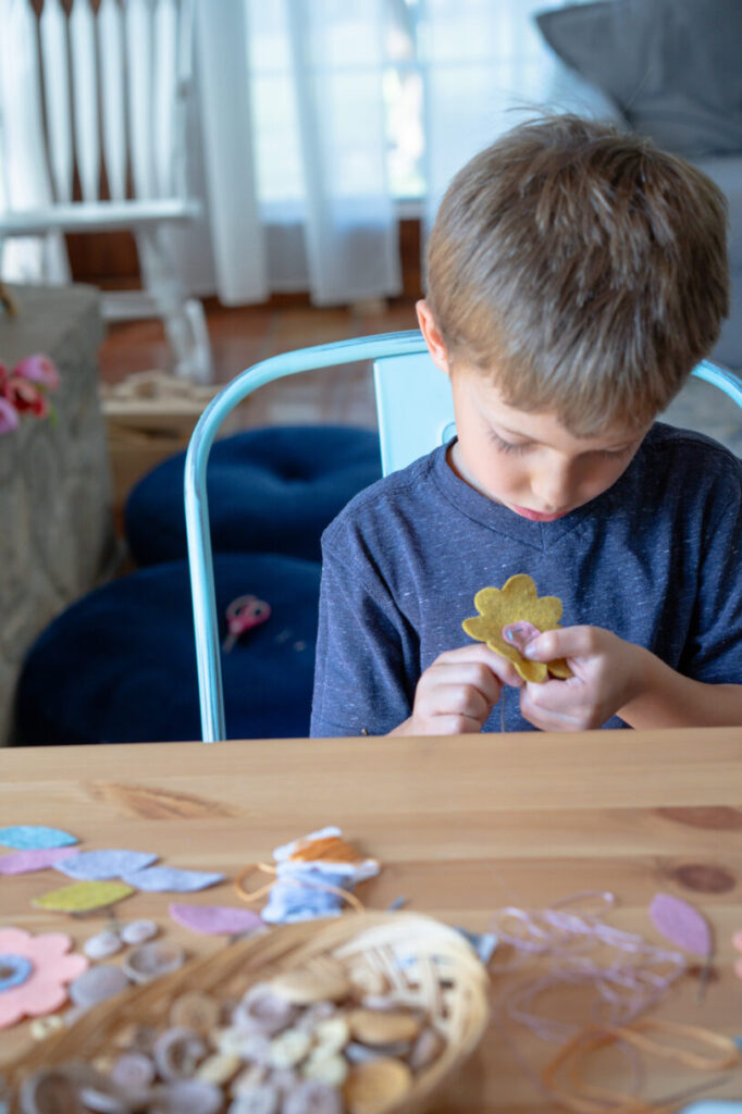 Felt Button Flowers- Easy Sewing Project for Kids - Rooted Childhood