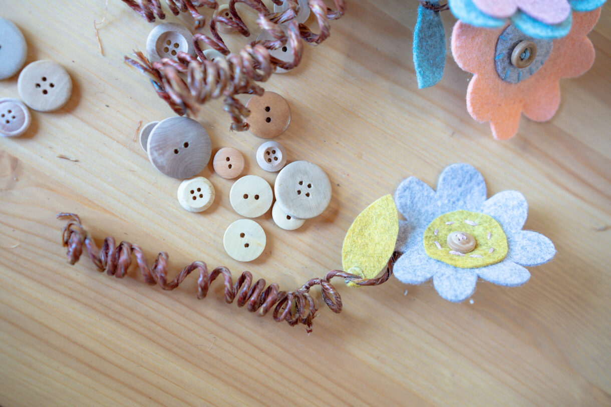 Felt Button Flowers- Easy Sewing Project for Kids - Rooted Childhood